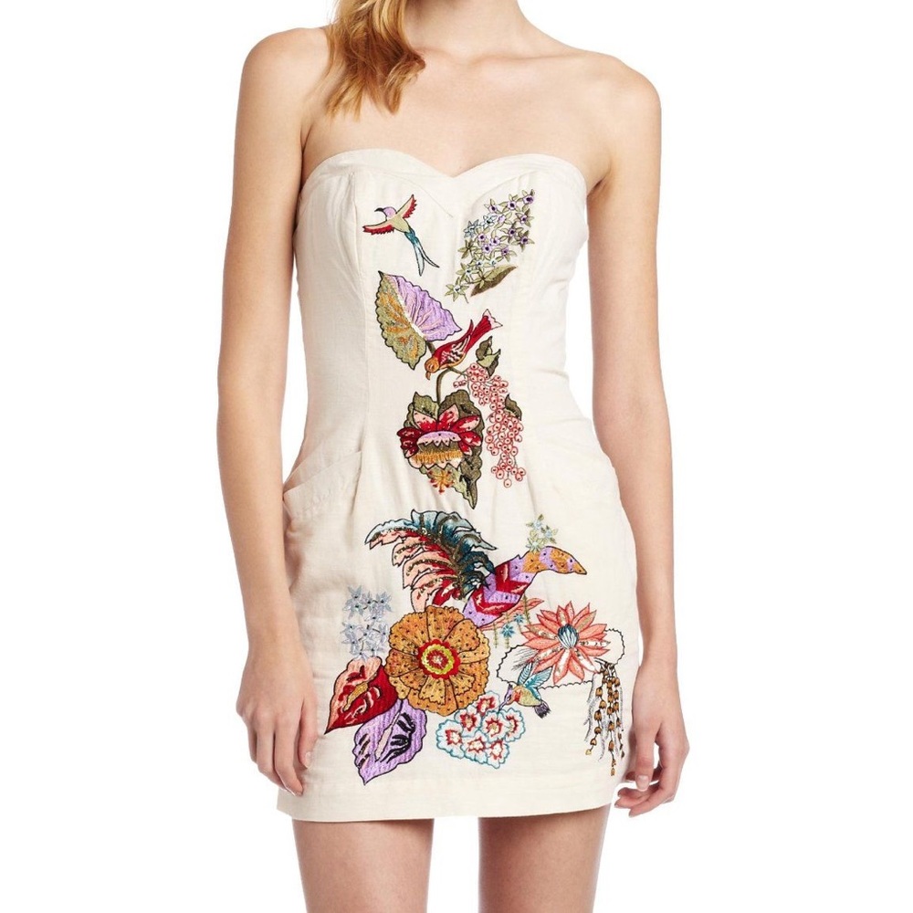 NWT French Connection Garden Beads Strapless Dress